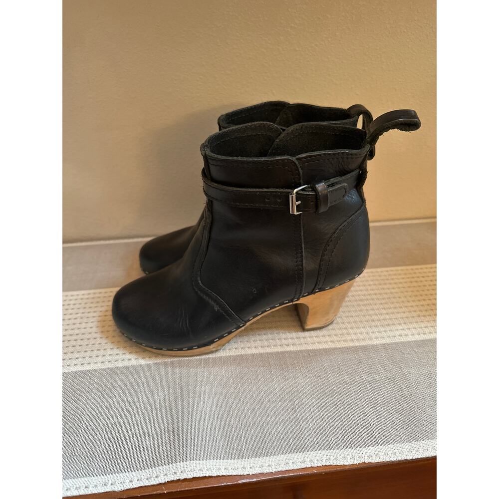 Swedish Hasbeens Mid-Heel Jodhpur in Black Leather & Lime Wood Size 39 - Picture 2 of 10